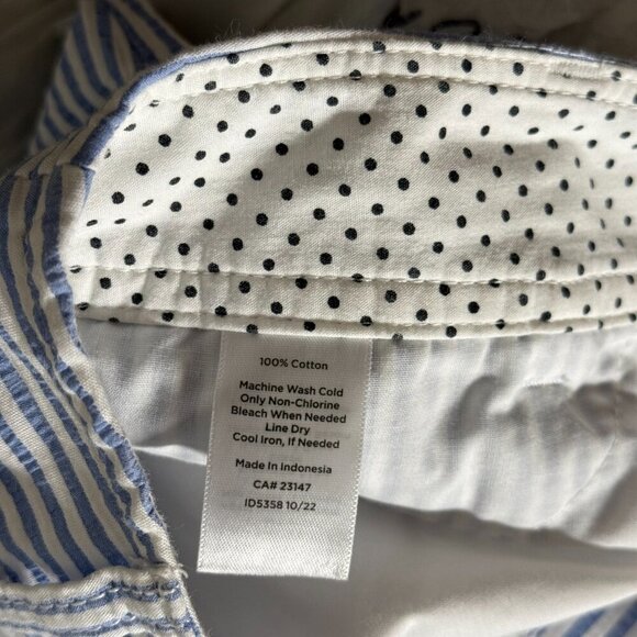 Talbots Seersucker The Perfect Crop Pant Cropped Pants Blue White Stripe Size 8P - Picture 8 of 12